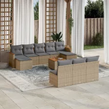   vidaXL 11részes vegyes bézs polyrattan kerti ülőgarnitúra párnákkal