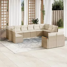   vidaXL 12 részes bézs polyrattan kerti ülőgarnitúra párnákkal