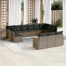   vidaXL 13 részes szürke polyrattan kerti ülőgarnitúra párnákkal