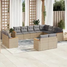   vidaXL 12 részes vegyes bézs polyrattan kerti ülőgarnitúra párnákkal