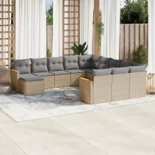   vidaXL 12 részes vegyes bézs polyrattan kerti ülőgarnitúra párnákkal