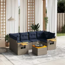   vidaXL 7 részes szürke polyrattan kerti ülőgarnitúra párnákkal