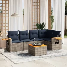   vidaXL 6 részes szürke polyrattan kerti ülőgarnitúra párnával