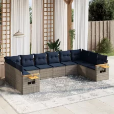   vidaXL 10 részes szürke polyrattan kerti ülőgarnitúra párnával