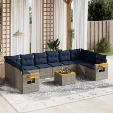   vidaXL 11 részes szürke polyrattan kerti ülőgarnitúra párnákkal