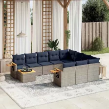   vidaXL 11 részes szürke polyrattan kerti ülőgarnitúra párnákkal