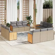   vidaXL 12 részes bézs polyrattan kerti ülőgarnitúra párnákkal
