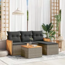   vidaXL 5 részes szürke polyrattan kerti ülőgarnitúra párnákkal