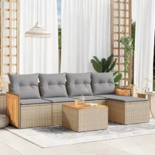   vidaXL 6 részes bézs polyrattan kerti ülőgarnitúra párnával