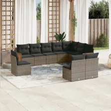   vidaXL 10 részes szürke polyrattan kerti ülőgarnitúra párnákkal