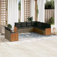   vidaXL 9 részes szürke polyrattan kerti ülőgarnitúra párnákkal