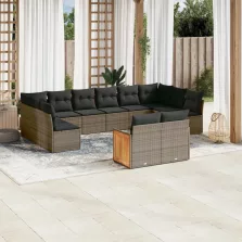   vidaXL 12 részes szürke polyrattan kerti ülőgarnitúra párnákkal