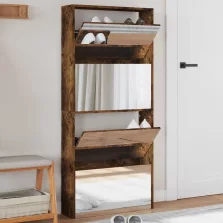   vidaXL füstös tölgy 4 szintes cipőszekrény tükörrel 63 x 17 x 134 cm