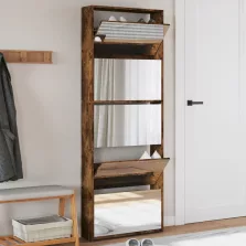   vidaXL füstös tölgy 5 szintes cipőszekrény tükörrel 63 x 17 x 169,5 cm