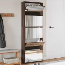   vidaXL barna tölgy 5 szintes cipőszekrény tükörrel 63 x 17 x 169,5 cm