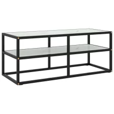   vidaXL fekete TV-szekrény fehér márvány mintás üveggel 100x40x40 cm