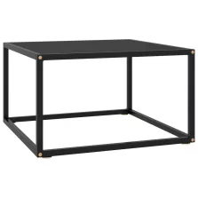   vidaXL fekete dohányzóasztal fekete üveggel 60 x 60 x 35 cm