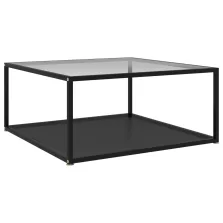   322896 vidaXL Coffee Table Transparent and Black 80x80x35 cm Tempered Glass