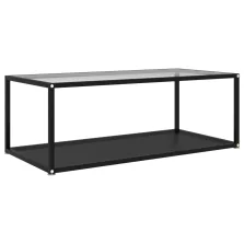   vidaXL fekete és átlátszó edzett üveg dohányzóasztal 100 x 50 x 35 cm