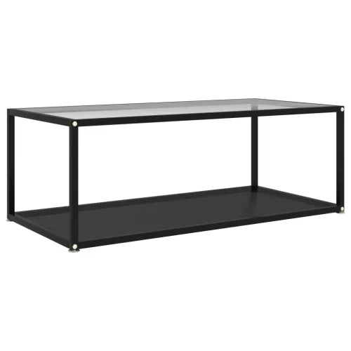 vidaXL fekete és átlátszó edzett üveg dohányzóasztal 100 x 50 x 35 cm