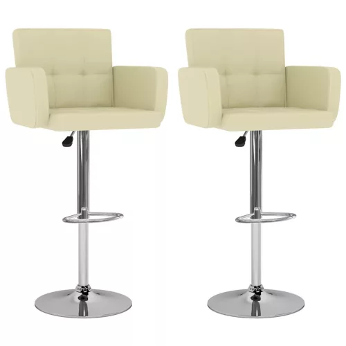 vidaXL 2 db krémszínű műbőr bárszék