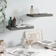   vidaXL 2 db magasfényű szürke MDF lebegő fali polc 40 x 23 x 3,8 cm
