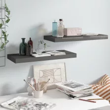   vidaXL 2 db magasfényű szürke MDF lebegő fali polc 60 x 23,5 x 3,8 cm
