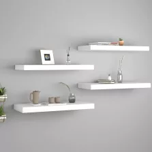 vidaXL 4 db fehér MDF lebegő fali polc 60 x 23,5 x 3,8 cm