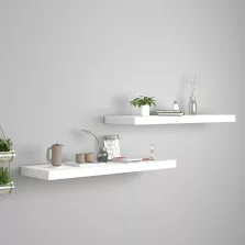 vidaXL 2 db fehér MDF lebegő fali polc 80 x 23,5 x 3,8 cm