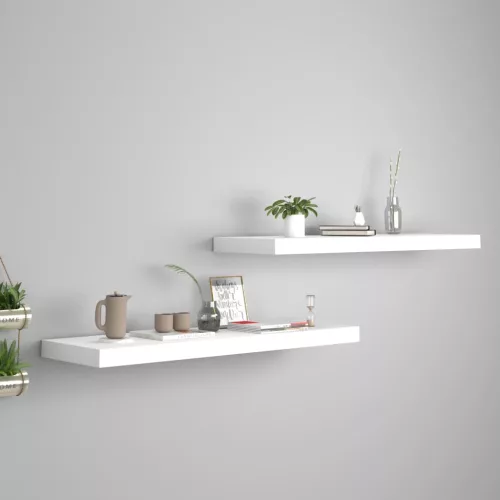 vidaXL 2 db fehér MDF lebegő fali polc 80 x 23,5 x 3,8 cm