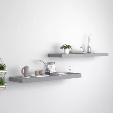 vidaXL 2 db szürke MDF lebegő fali polc 80 x 23,5 x 3,8 cm