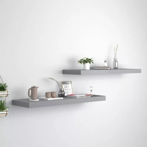 vidaXL 2 db szürke MDF lebegő fali polc 80 x 23,5 x 3,8 cm