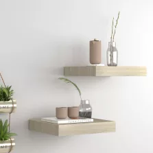   vidaXL 2 db tölgyszínű MDF lebegő fali polc 23 x 23,5 x 3,8 cm