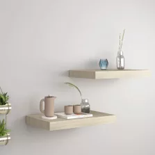  vidaXL 2 db tölgyszínű MDF lebegő fali polc 40 x 23 x 3,8 cm