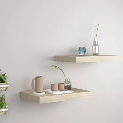 vidaXL 2 db tölgyszínű MDF lebegő fali polc 40 x 23 x 3,8 cm