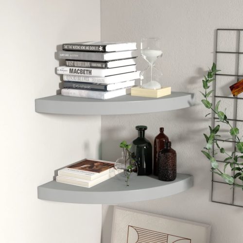 323923 vidaXL Floating Corner Shelves 2 pcs Grey 35x35x3,8 cm MDF