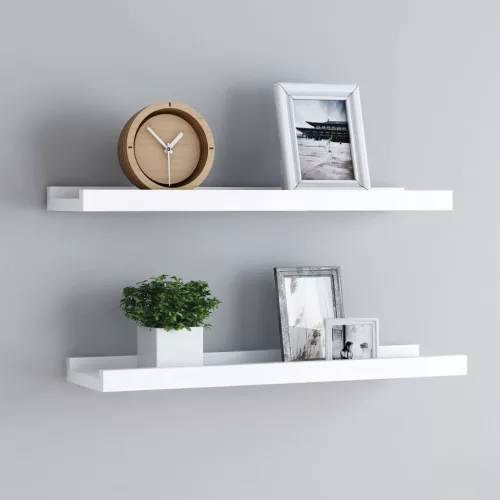 vidaXL 2 db fehér MDF szegélypolc képkeretekhez 40 x 9 x 3 cm
