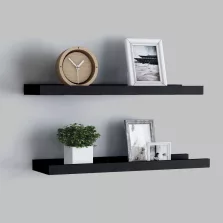   vidaXL 2 db fekete MDF szegélypolc képkeretekhez 40 x 9 x 3 cm