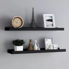   vidaXL 2 db fekete MDF szegélypolc képkeretekhez 80 x 9 x 3 cm