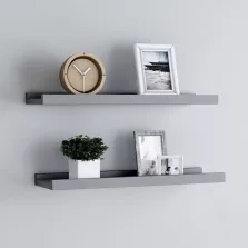   vidaXL 2 db szürke MDF szegélypolc képkeretekhez 40 x 9 x 3 cm