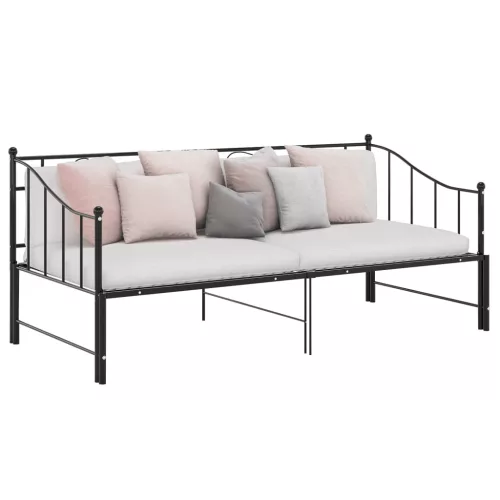 vidaXL fekete fém kihúzható kanapéágykeret 90 x 200 cm