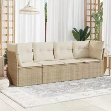   vidaXL 4 részes bézs polyrattan kerti ülőgarnitúra párnákkal