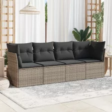   vidaXL 4 részes szürke polyrattan kerti ülőgarnitúra párnákkal