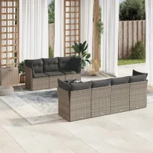   vidaXL 8 részes szürke polyrattan kerti ülőgarnitúra párnákkal