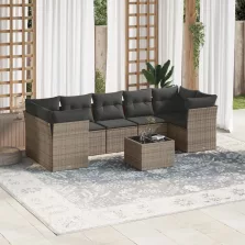   vidaXL 8-részes szürke polyrattan kerti ülőgarnitúra párnákkal