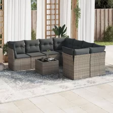   vidaXL 9 részes szürke polyrattan kerti ülőgarnitúra párnákkal