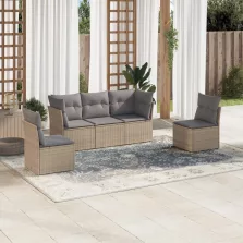  vidaXL 5 részes bézs polyrattan kerti ülőgarnitúra párnákkal