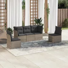   vidaXL 5 részes szürke polyrattan kerti ülőgarnitúra párnákkal