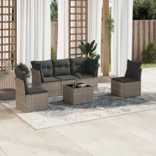   vidaXL 6 részes szürke polyrattan kerti ülőgarnitúra párnákkal