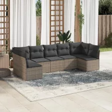   vidaXL 7 részes szürke polyrattan kerti ülőgarnitúra párnákkal